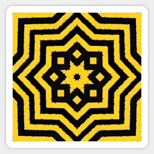 HIGHLY Visible Yellow and Black Line Kaleidoscope pattern (Seamless) 16 Sticker